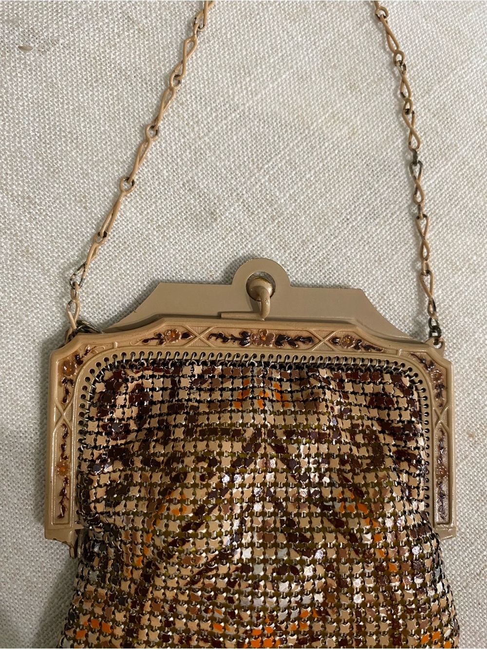 Vintage Whiting & Davis 1920’s Art Deco evening bag mesh enamel